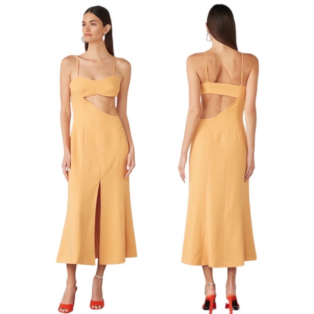 Atoirโ Laura Dress Women US 6 Mango Orange Cutout Open Back Midi Slit